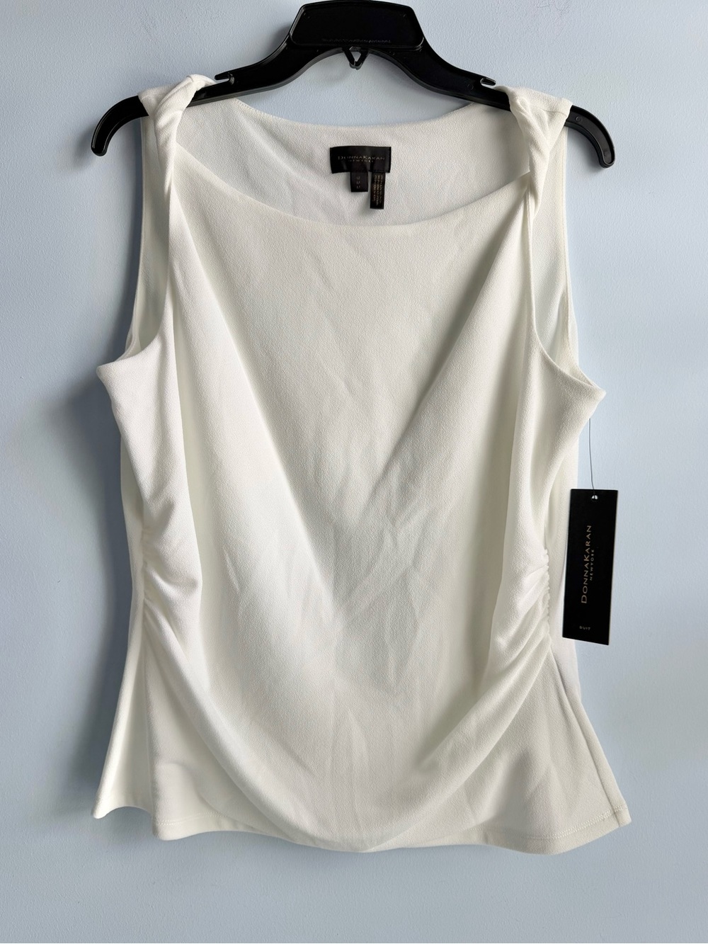Donna Karan New York Women’s Cream Shoulder-Twist Sleeveless Top Size Medium